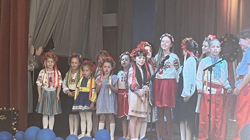 Children on stage at the Leicester Ukrainian Club