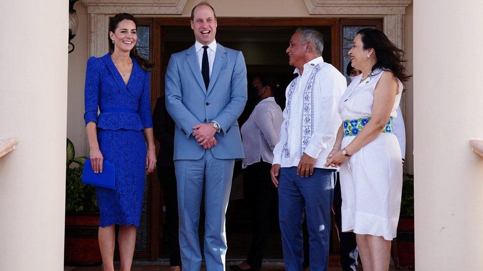 The Duke and Duchess of Cambridge meet with Belize's Prime Minister Johnny Briceno and his wife Rossana