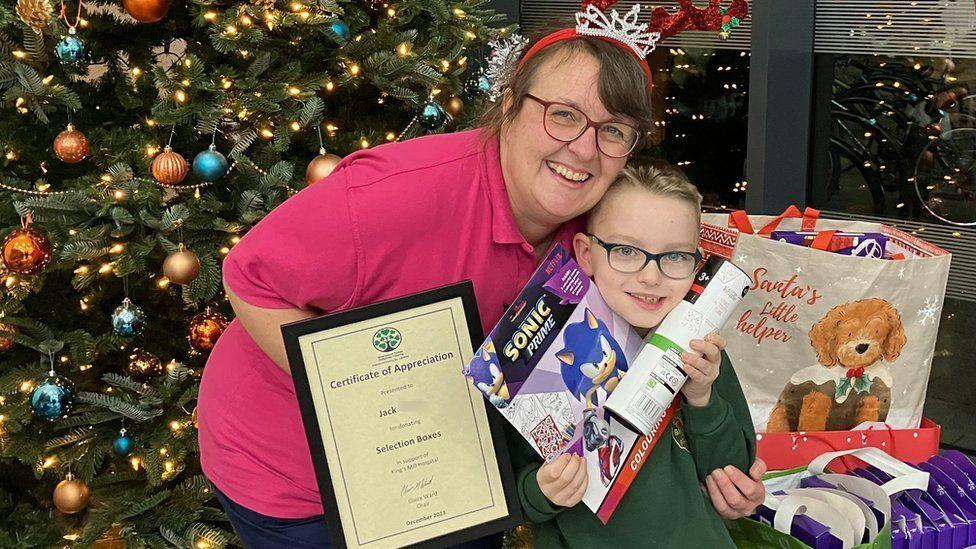 Jack with a play leader from the Children's Ward at Sherwood Forest Hospitals NHS Foundation Trust