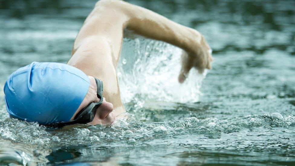 Stock image of an open water swimmer