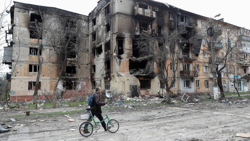 Image shows destroyed building