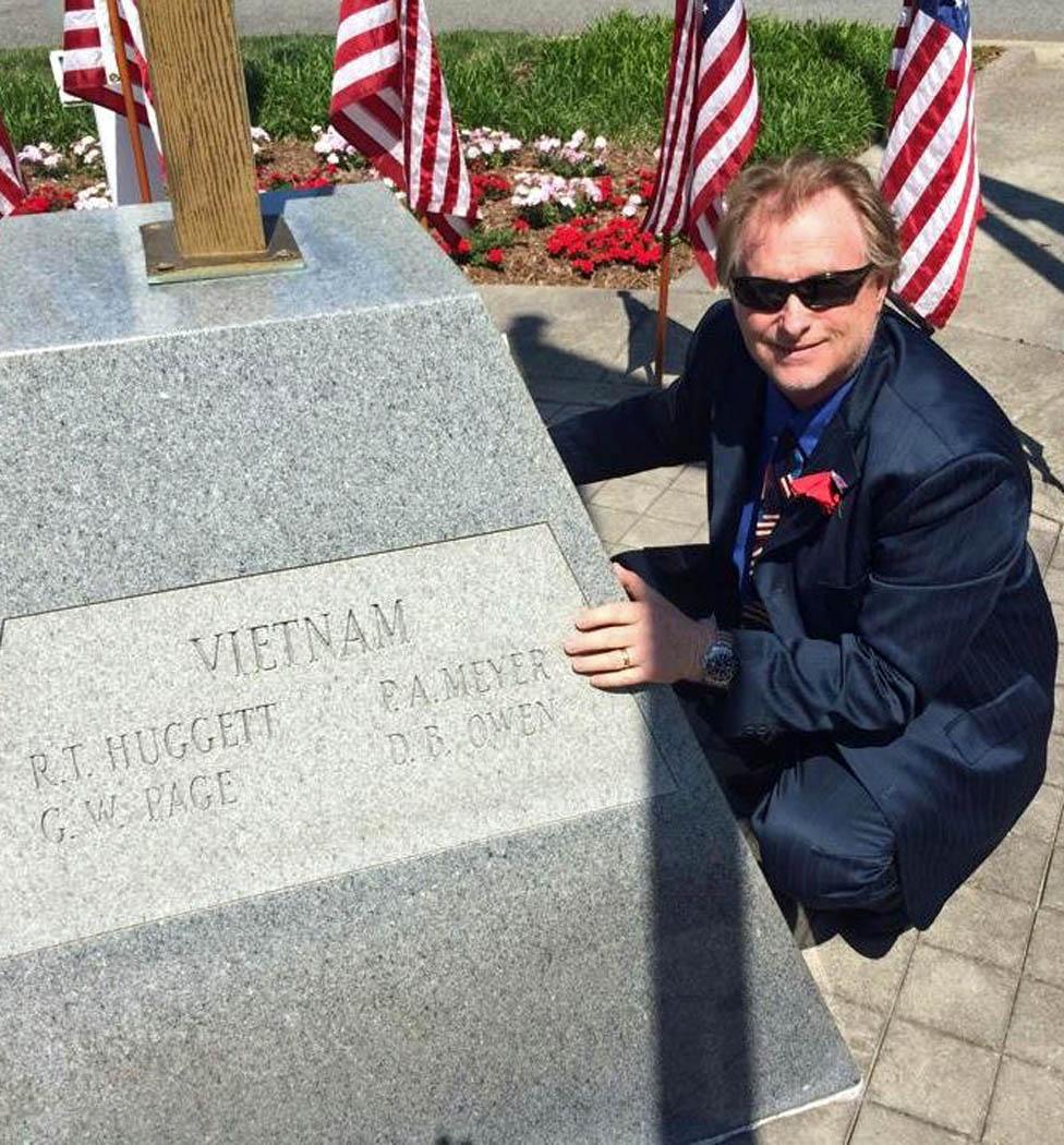 Henry Ayer at a memorial to his stepfather