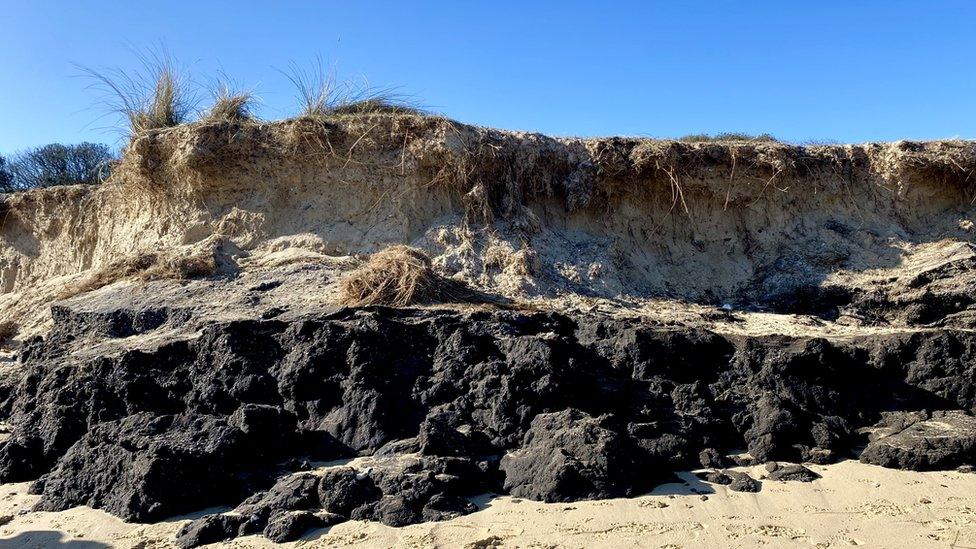 Oil deposits on Lowestoft's North Beach