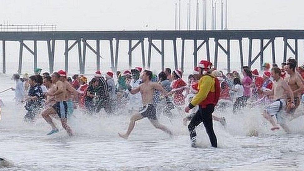 Christmas Day swim at Lowestoft