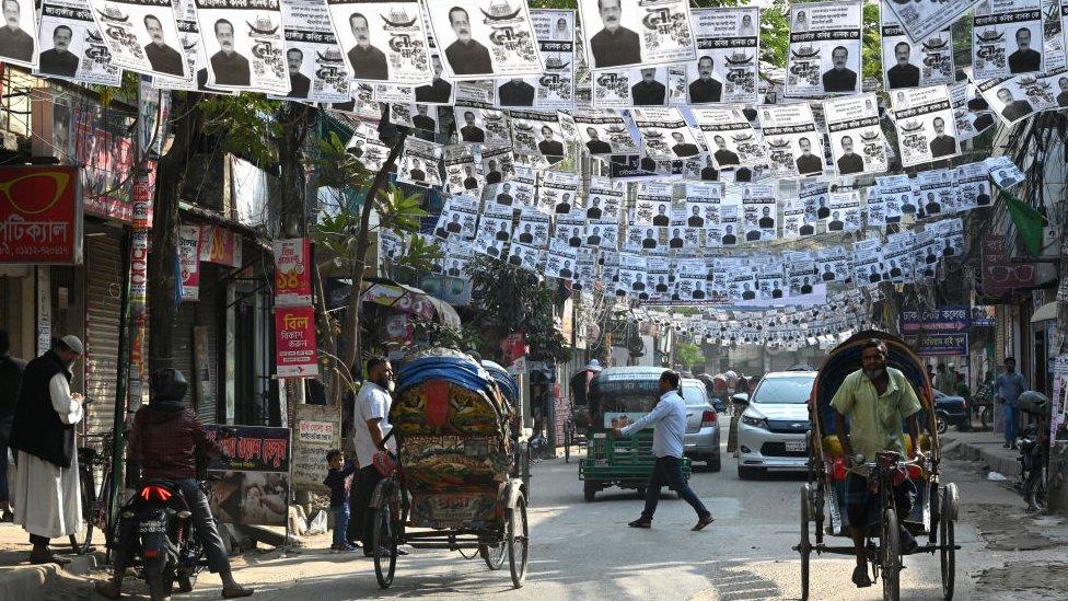 Election banners in the Bangladeshi capital Dhaka