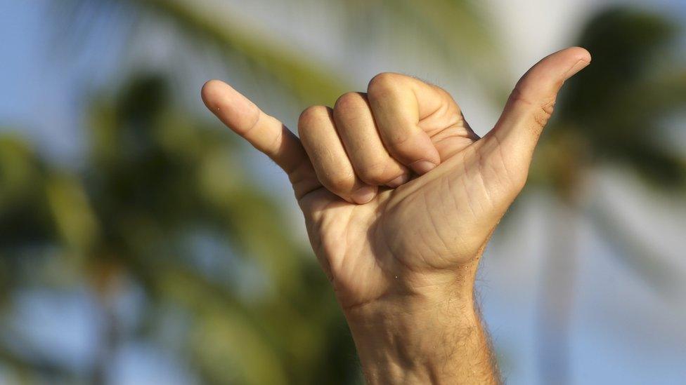 The shaka or hang loose sign