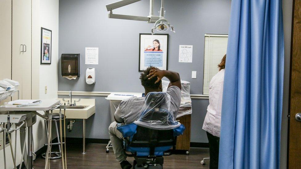 Patient in dental chair