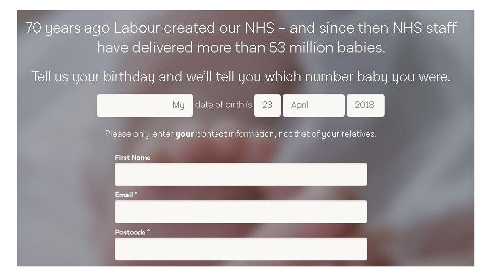 Labour promotion which will tell you your baby number if you input your birthday