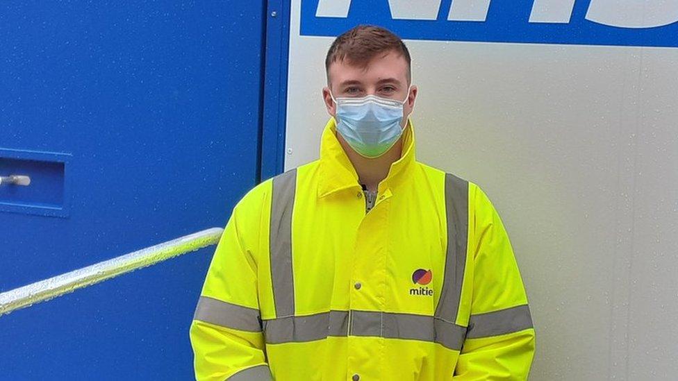 James at a Covid testing site