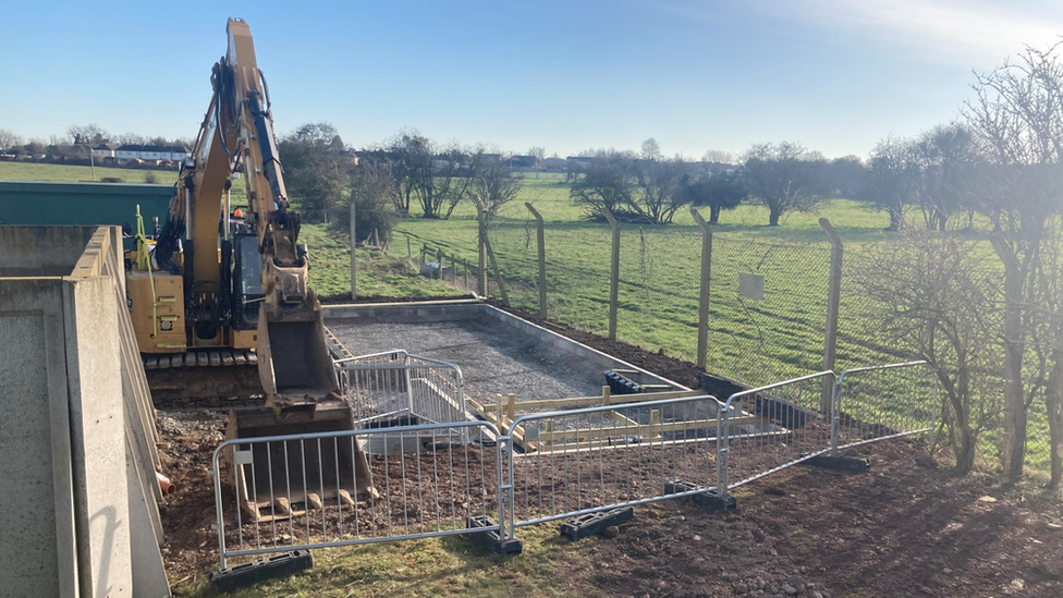 Water treatment works under construction