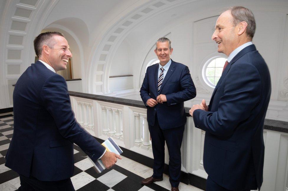 Paul Givan, Edwin Poots and Micheál Martin