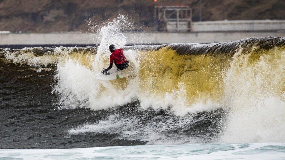 Surfing at Thurso