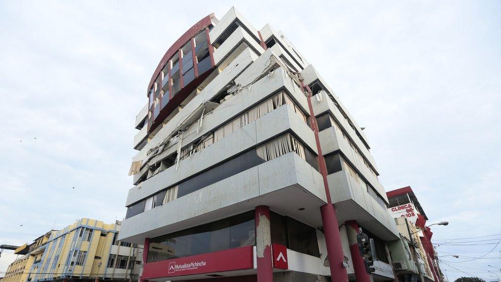 A building damaged in Ecuador's earthquake