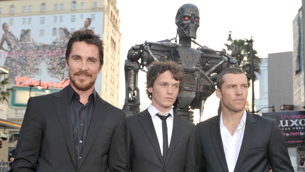 Christian Bale, Anton Yelchin and Sam Worthington at the LA premiere of Terminator Salvation