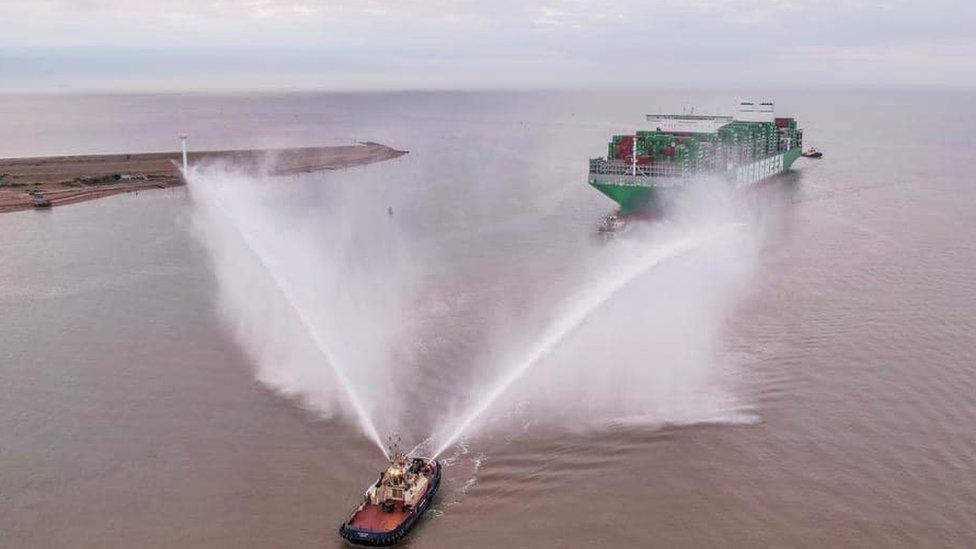 The Ever Ace coming into the Port of Felixstowe