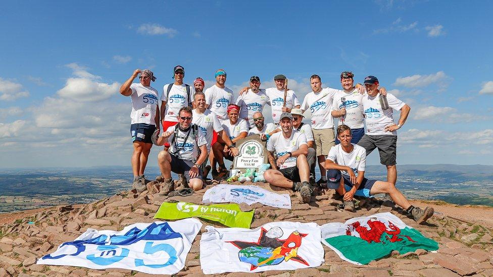 Group photo of the dads on Pen-Y-Fan