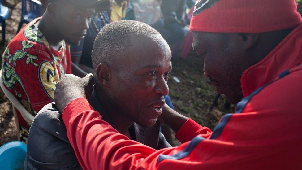 Emmanuel Ngallos says hello to a musician friend during the first gig that Nouvelles Écritures has played since the grenade attack