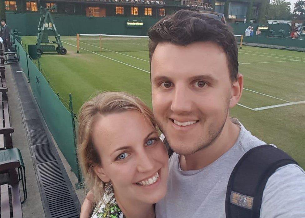 Mike Johnson and fiancee Emily at the Wimbledon Tennis grounds