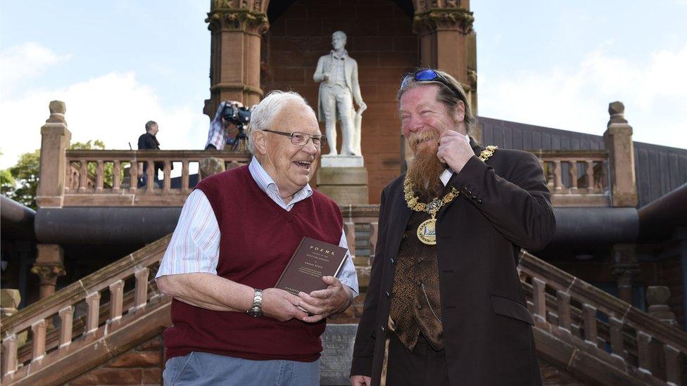 Jim McColl and Provost Jim Todd at the Burns Monument Centre, Kilmarnock