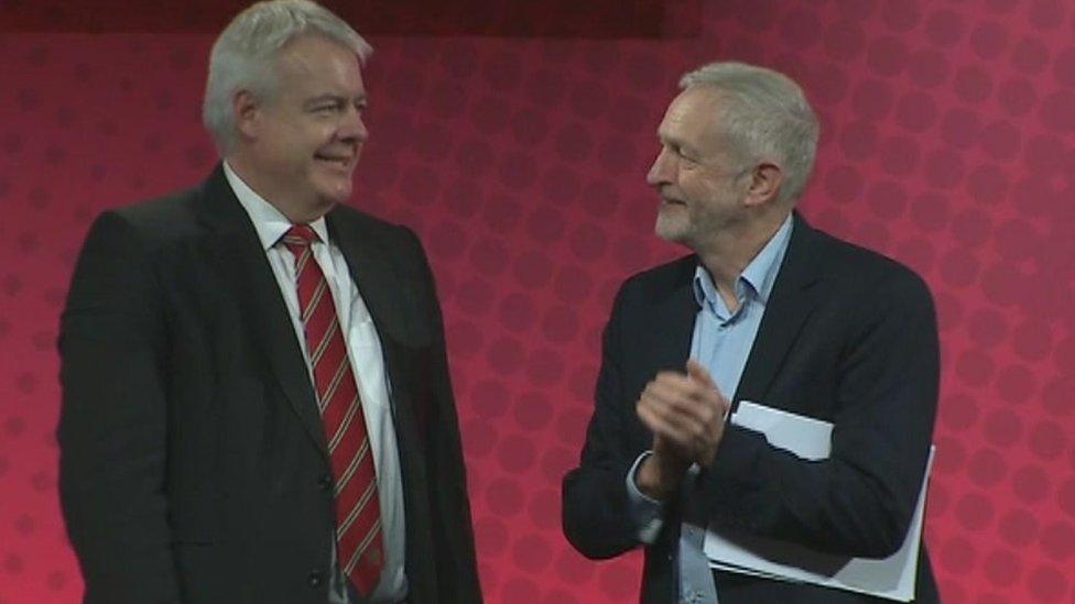 Carwyn Jones and Jeremy Corbyn after Mr Corbyn's speech