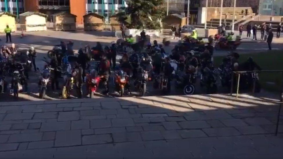 Bikers outside the Cathedral