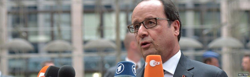 France"s President Francois Hollande arrives at a euro zone EU leaders emergency summit on the situation in Greece, in Brussels, Belgium, July 7, 2015.