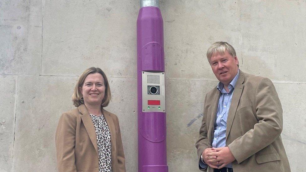 Councillor Rebecca Smith (left) and Councillor Jonathan Drean at Plymouth Help Point