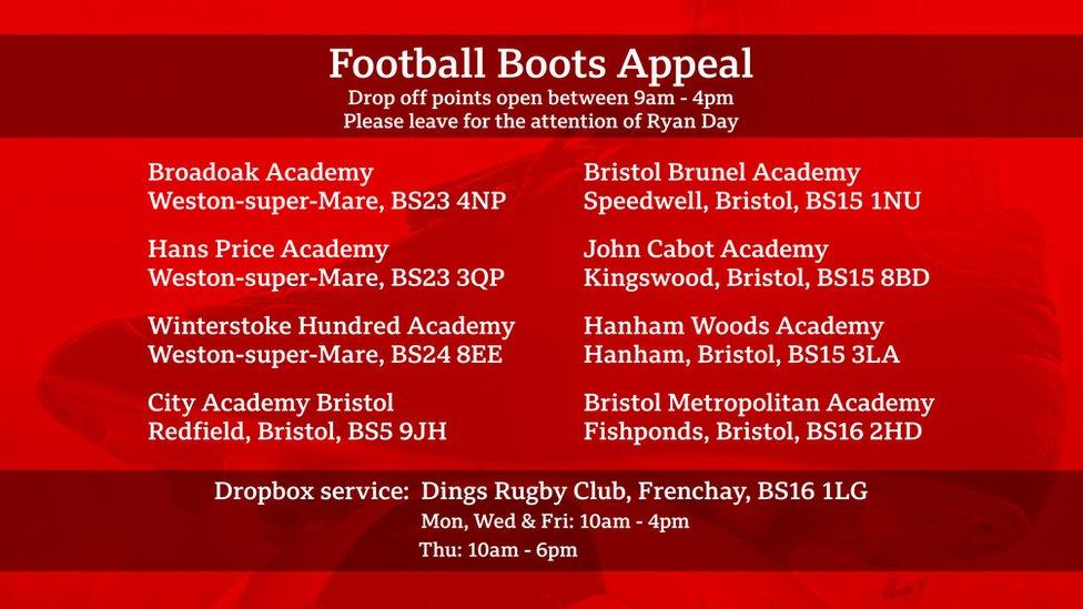 Locations for the boot drop campaign