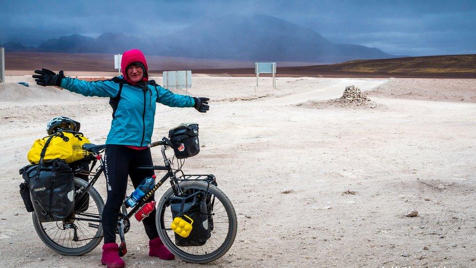 Ishbel with her bike in Brazil