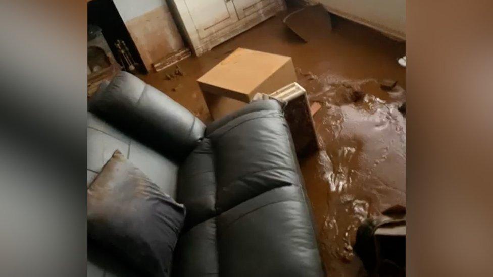 Flood damage in Kelly Birch's house