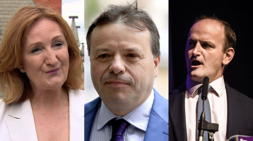 Suzanne Evans, Arron Banks and Douglas Carswell