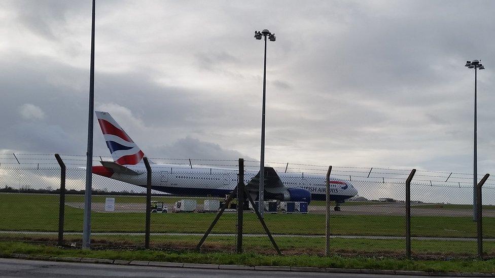 British Airways plane at Cardiff Airport