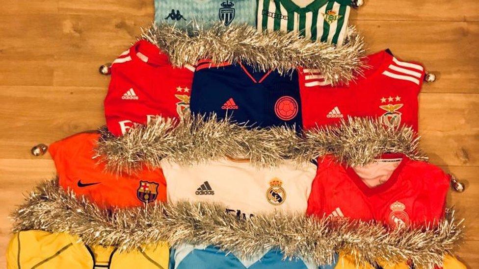 Football shirts with tinsel