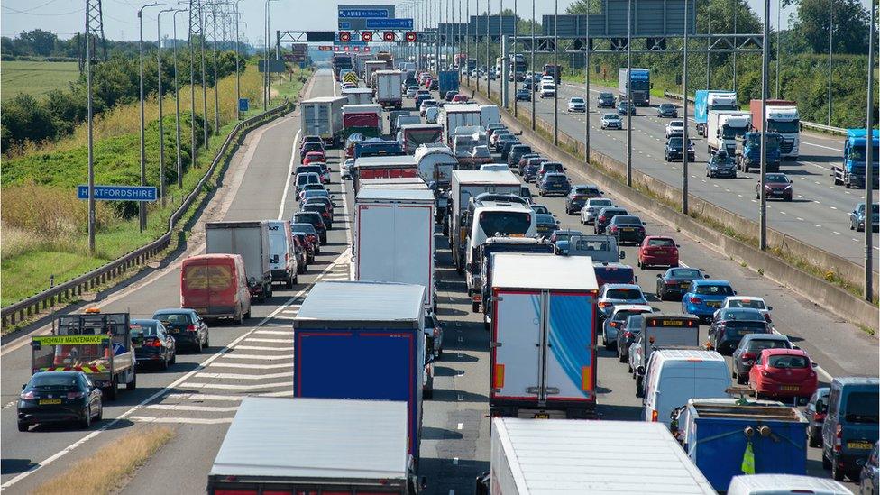 Congestion on the M1, England