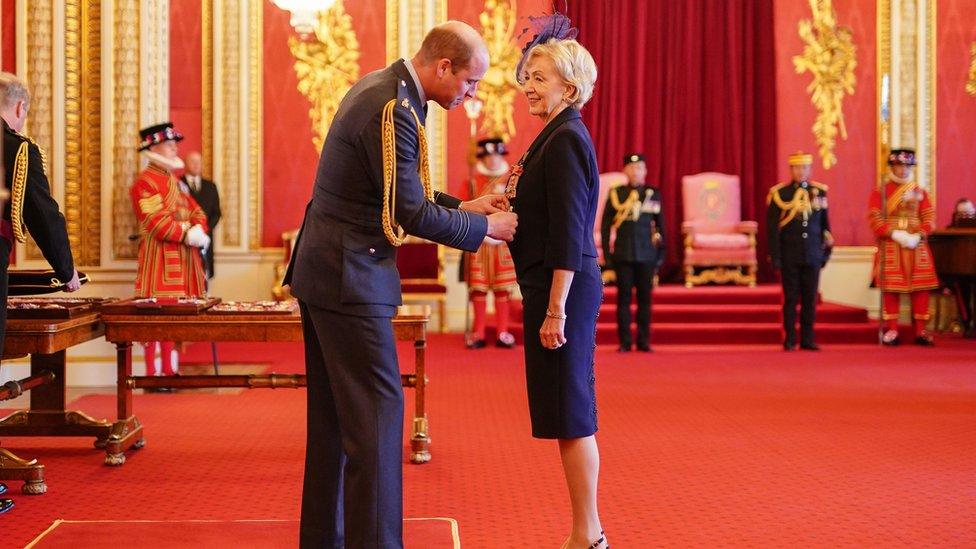 Dame Andrea Leadsom from Slapton is made a Dame Commander of the British Empire by the Prince of Wales at Buckingham Palace