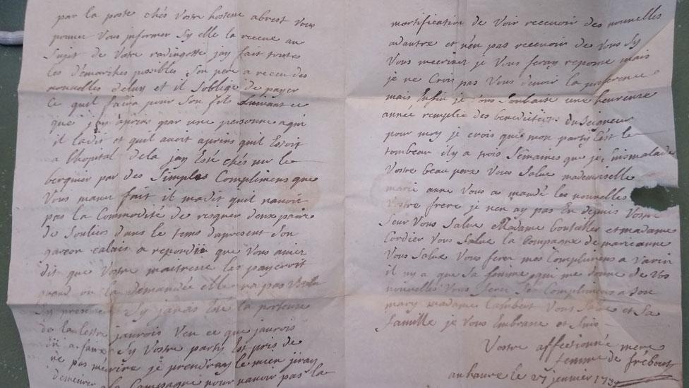 18th Century letter in French