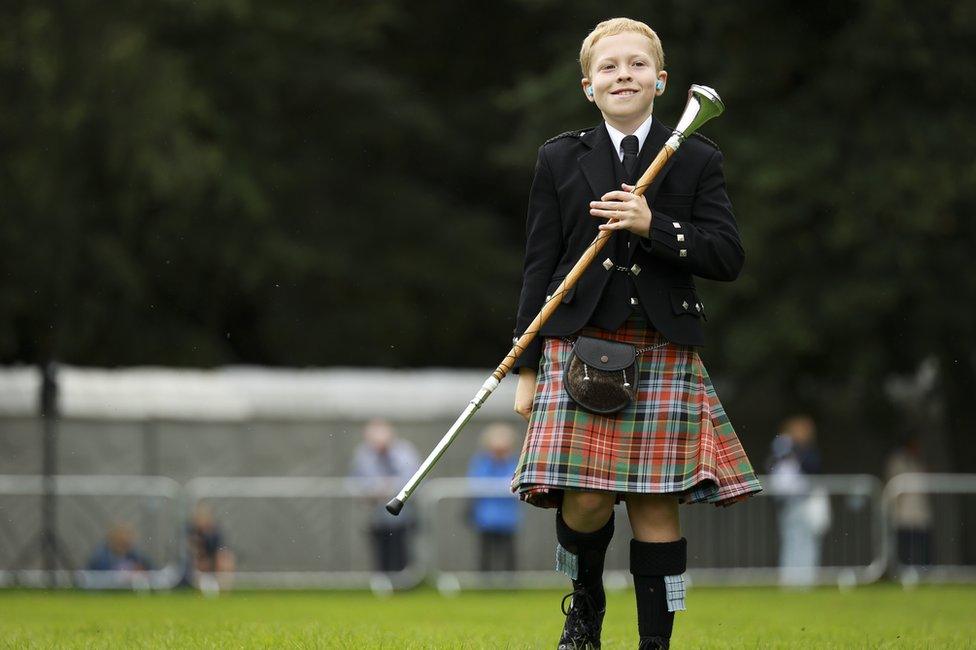 Boy at World pipe band championships 2023