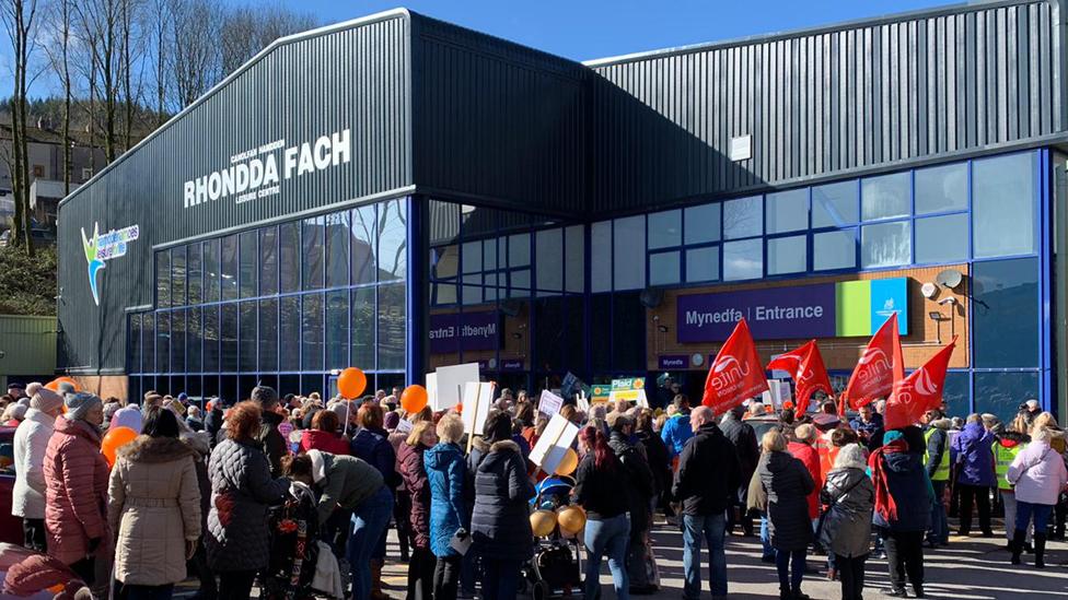 Campaigners gathered before the health board meeting on Thursday