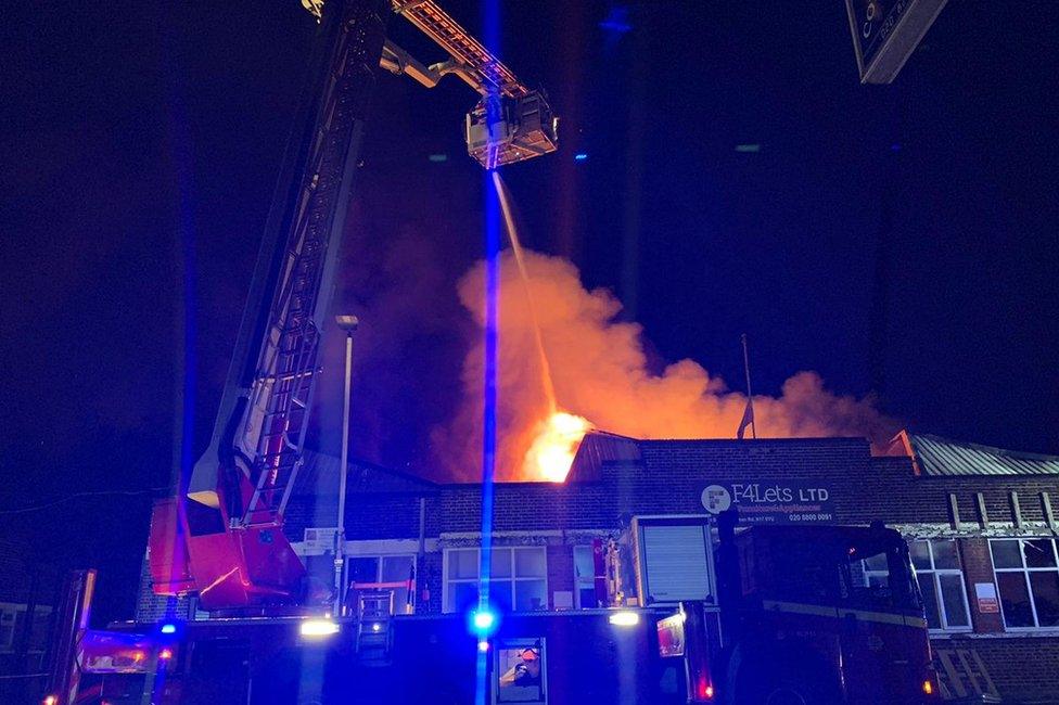 The fire at a warehouse in Tottenham