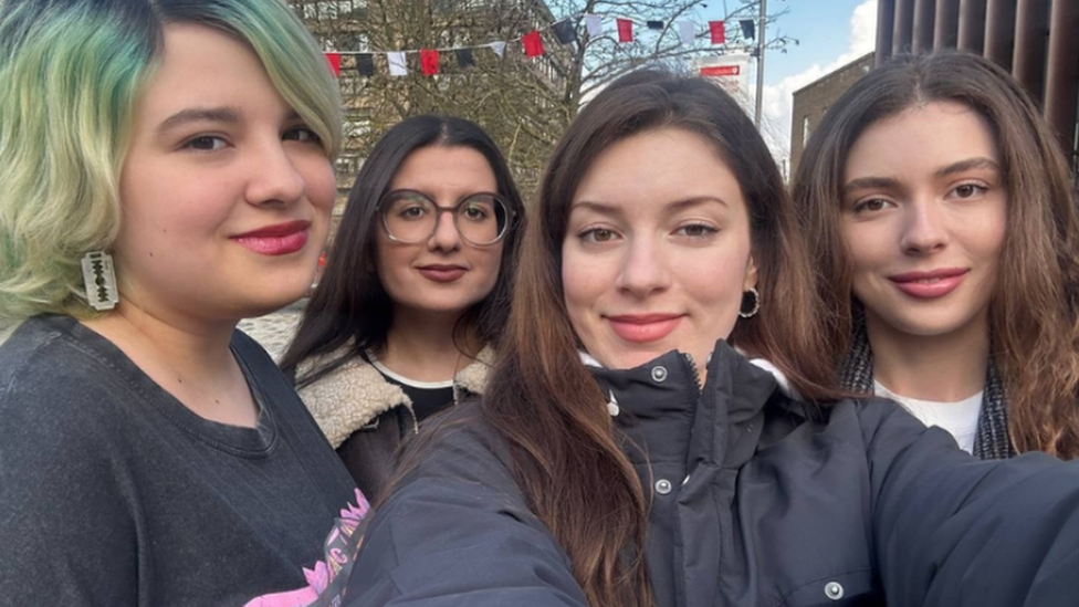 Students Oleksandra Korshunova, Kira Myroshnychenko, Yeva Zhylova-Velter and Karyna Rudaia