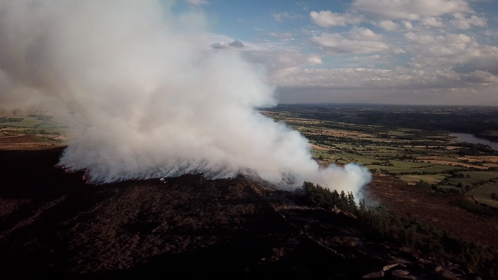 Drone footage of fire