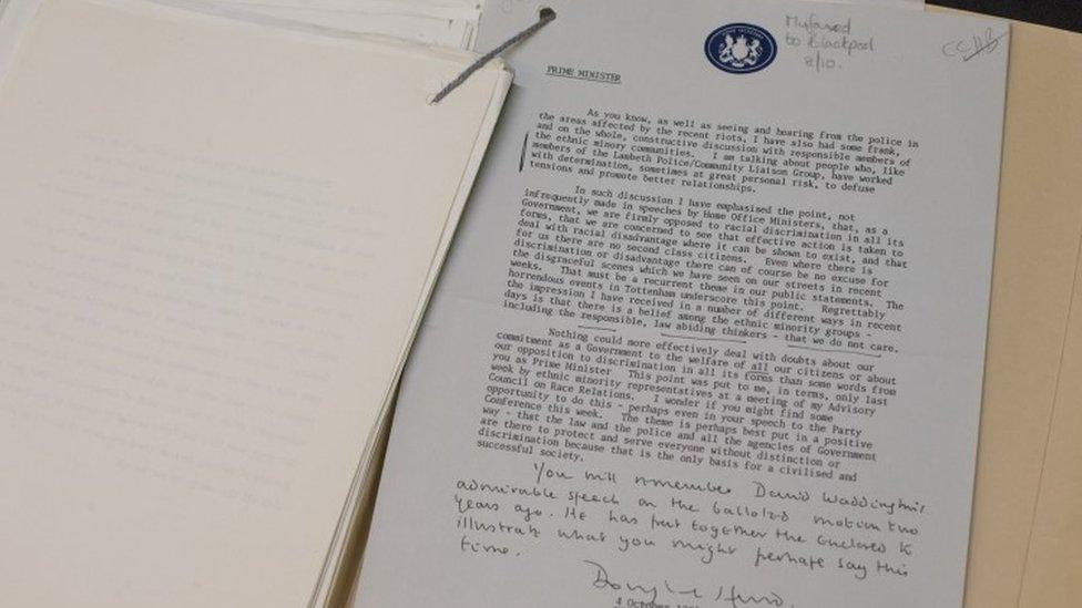 Home Office correspondence regarding the Tottenham (Broadwater Farm) riots of 1985