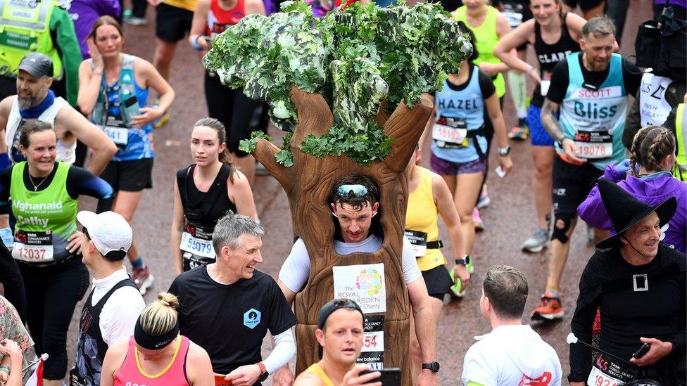 Runner dressed as a tree