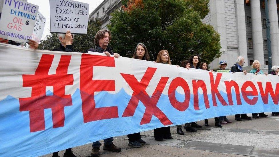 Climate activists protest outside New York state supreme court - 22 October