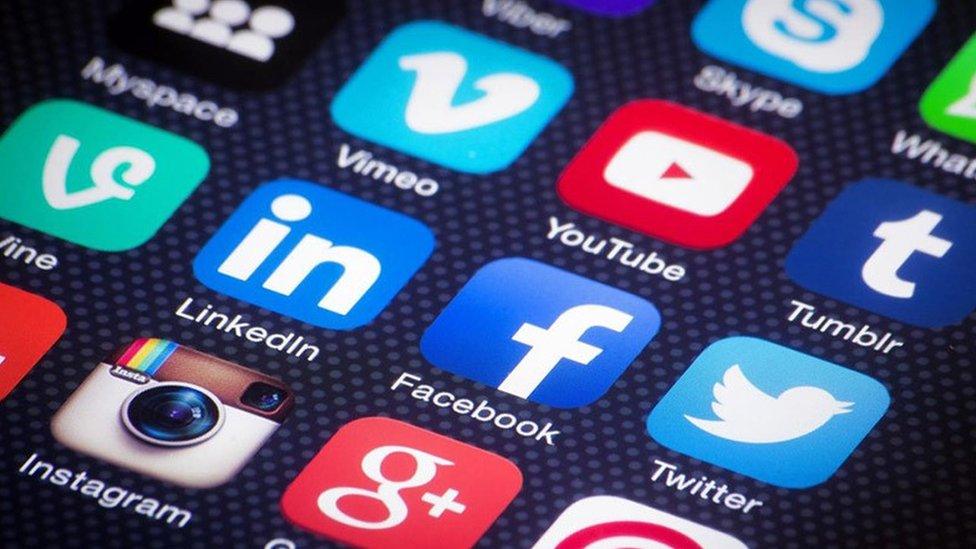 Social media apps on smartphone