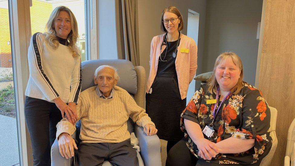 Peter Griggs with his daughter Rhoda and St Catherine's Hospice staff