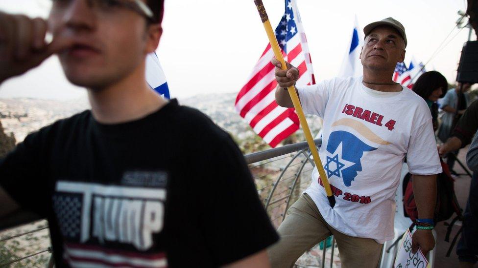 Israeli supporters of Donald Trump at a campaign event in Jerusalem (26 October 2016)