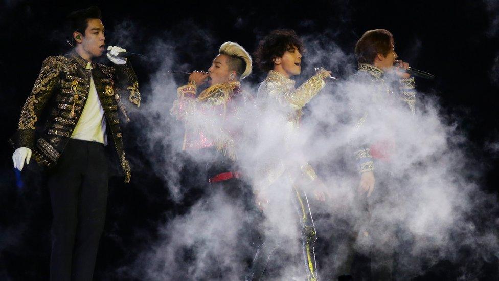 Bigbang perform during the Closing Ceremony of the 2014 Asian Games at Incheon Asiad Stadium on October 4, 2014 in Incheon, South Korea.