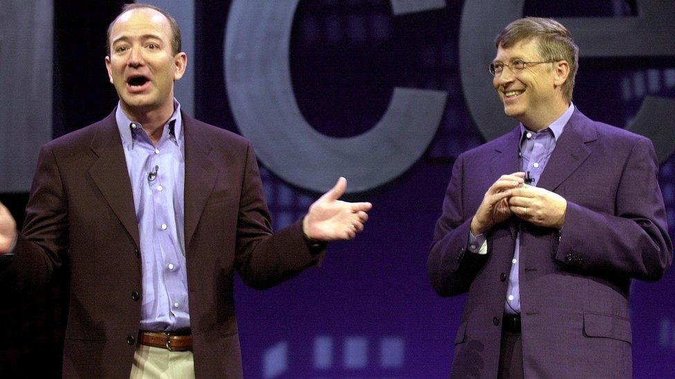 Jeff Bezos and Bill Gates, pictured in 2001