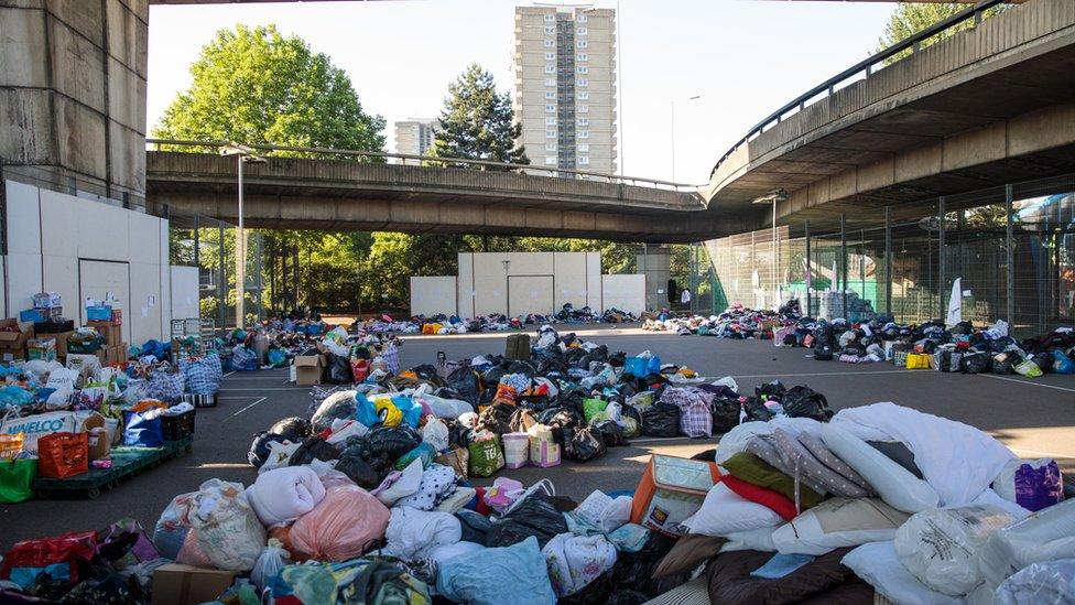 Donations near Grenfell Tower